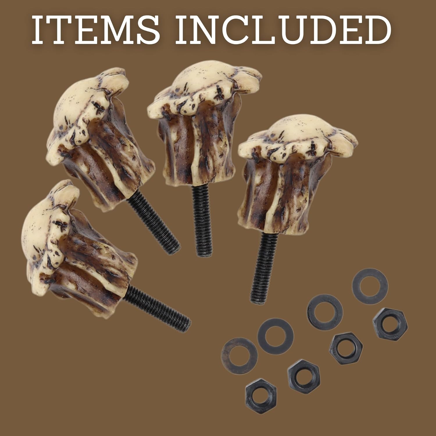 Needzo Antler Crown Drawer Knobs, Screws Included, Deer Handle Accessory for Dressers, Cabinets, More, Rustic Cabin Decorations, 2.5 Inches (Pack of 4)