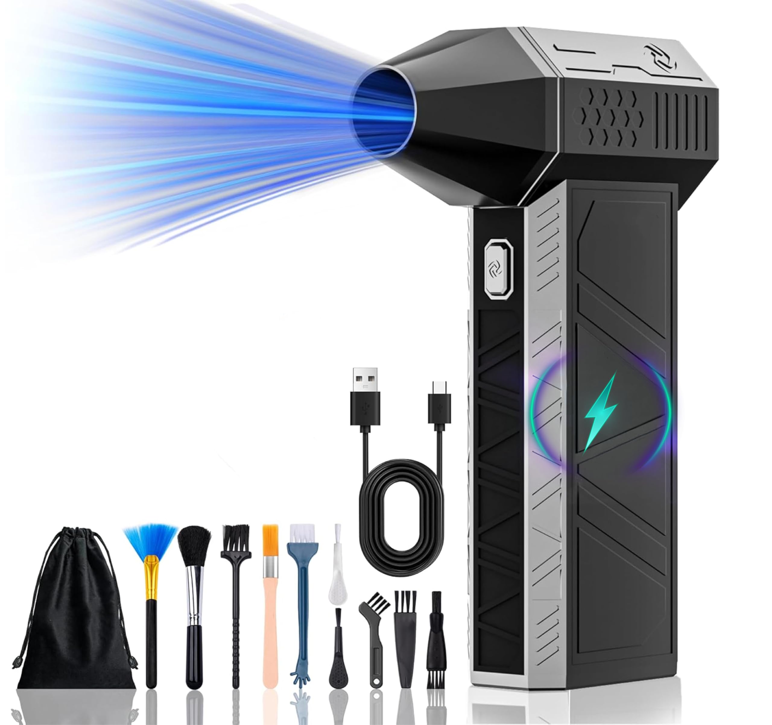 Piglulu Electric Air Duster-130000RPM Super Power Cordless Air Duster, Rechargeable Brushless Motor Durable Blower, 3-Gear Adjustable Dust Blower for Computer, Keyboard, Outdoor, House and Car