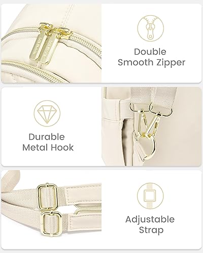 Miniatura 5 de LOVEVOOK Bolso bandolera pequeño para mujer, mochila cruzada a la moda, mini bolsa de hombro, bolsa de pecho para viajes, senderismo, Blanco sucio