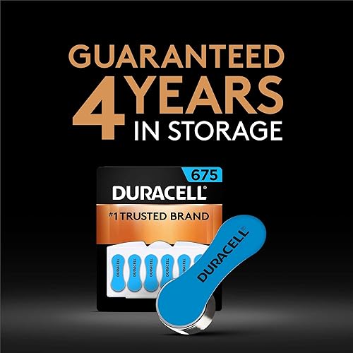 Miniatura 5 de Duracell Baterías para audífonos color azul tamaño 675, paquete de 6 unidades, 675A batería de audífonos con potencia de larga duración, instalación