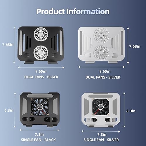 Miniatura 8 de Soporte de refrigeración para laptop con ventilador de refrigeración turbo, altura ajustable de 180 y base giratoria de 360, soporte ergonómico