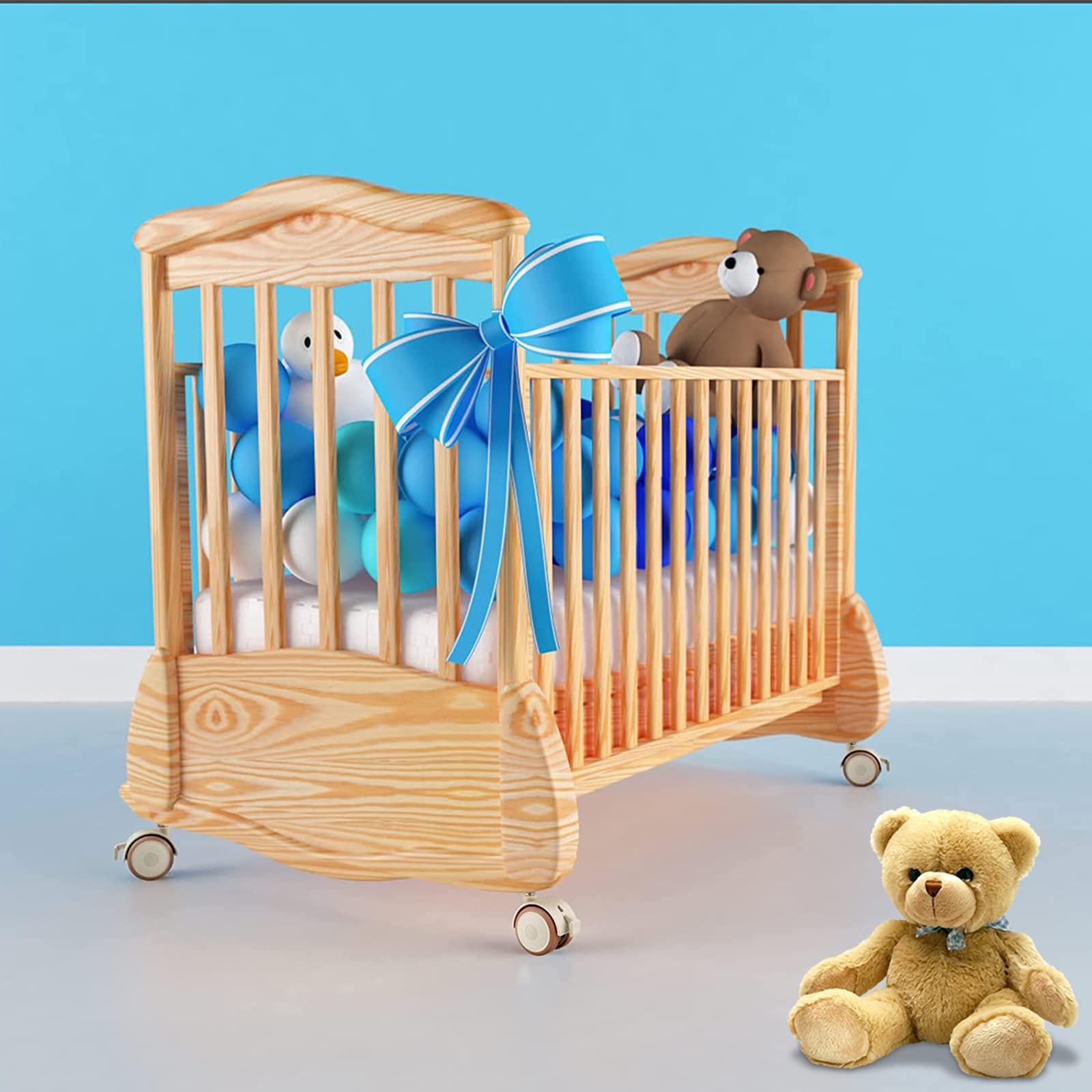 4 Pièces Roulettes pour Lit d'Enfant Pivotantes, Roulettes Pivotantes pour Berceau, Support Roulettes Pivotantes Lit de Bébé, pour Petits Canapés, Berceaux, Poussettes, Chaises