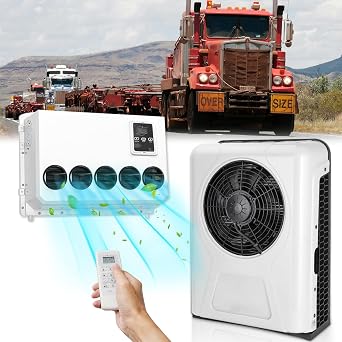 12V Air Conditioner 11000BTU, Truck Parking 12 Volt DC Air Conditioner Split Electric RV AC Unit, Low Noise Fast Cooling High Efficiency for Semi-Truck, Trailer, Tractor, Camper, Pickup, Motorhome