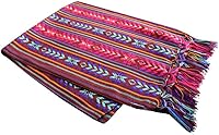 Vista 12 de Del Mex Bufanda de camino de mesa mexicana tejida estilo Rebozo (morado eléctrico)