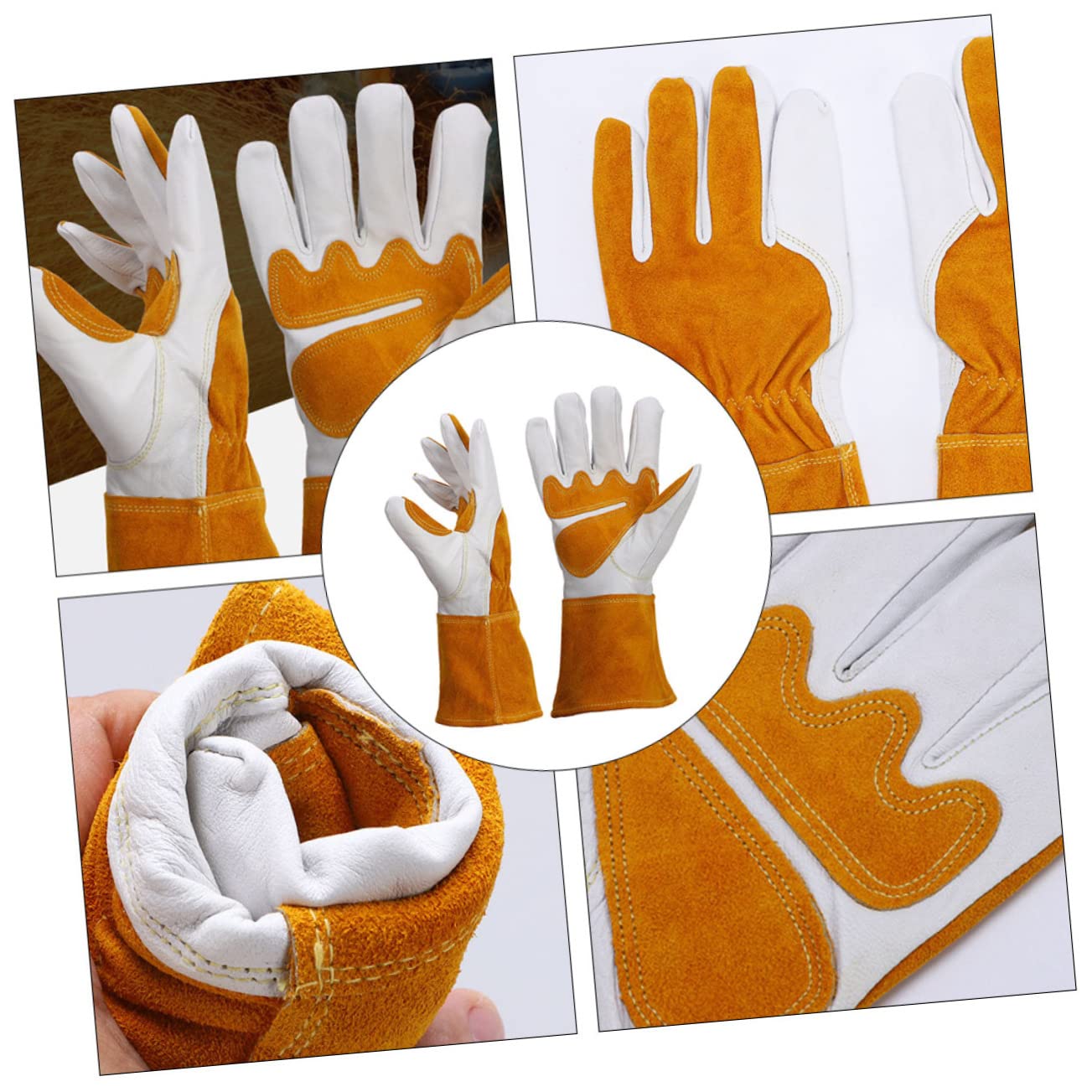 Toddmomy Guantes De Jardinería De Piel De Oveja Guantes De Trabajo Ajustables Muñeca Para Trabajar Al Aire