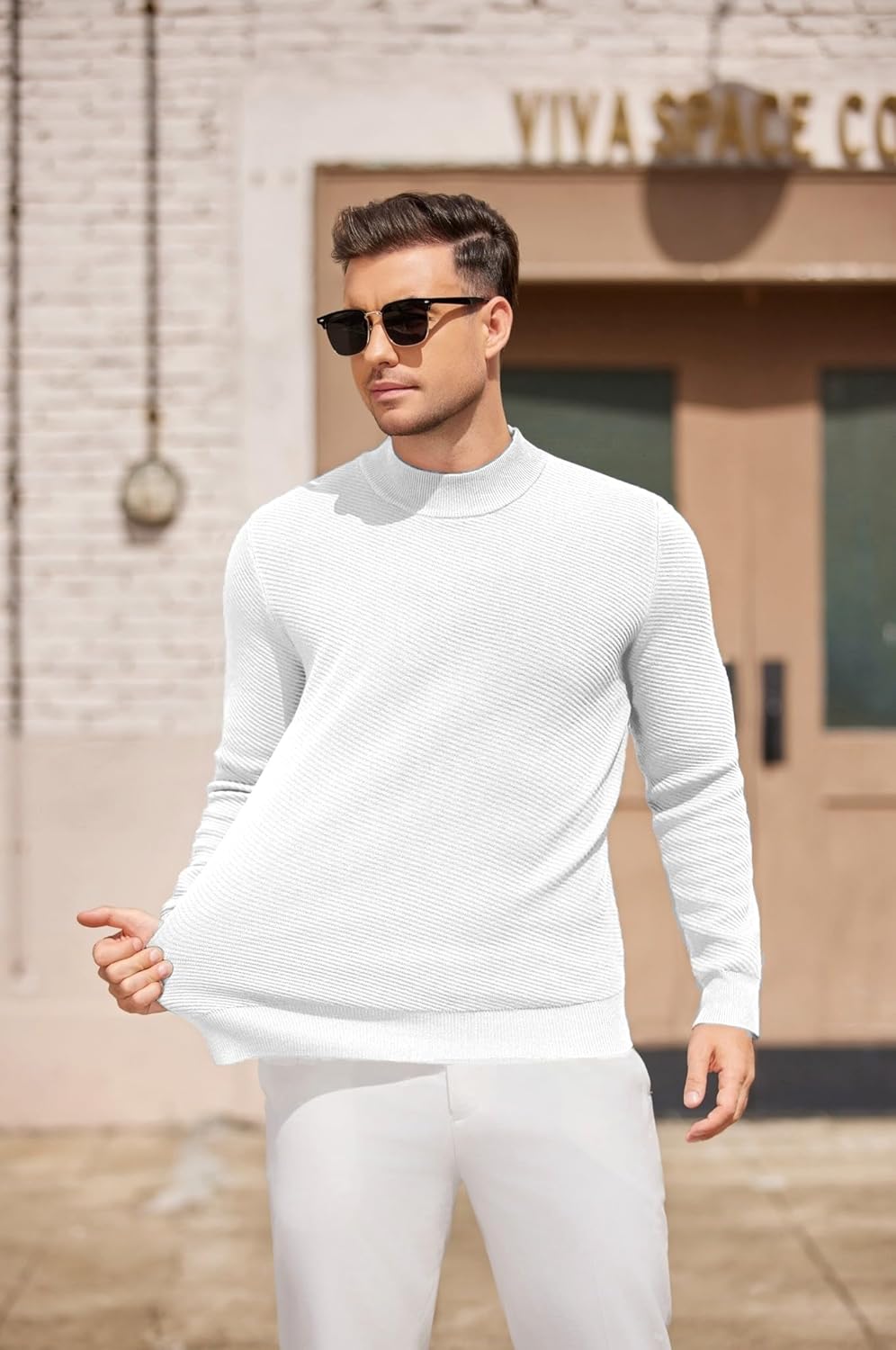COOFANDY Men's Mock Turtleneck Sweater Long Sleeve Knitted Slim Fit Casual Half Neck Pullover Sweaters - Image 3