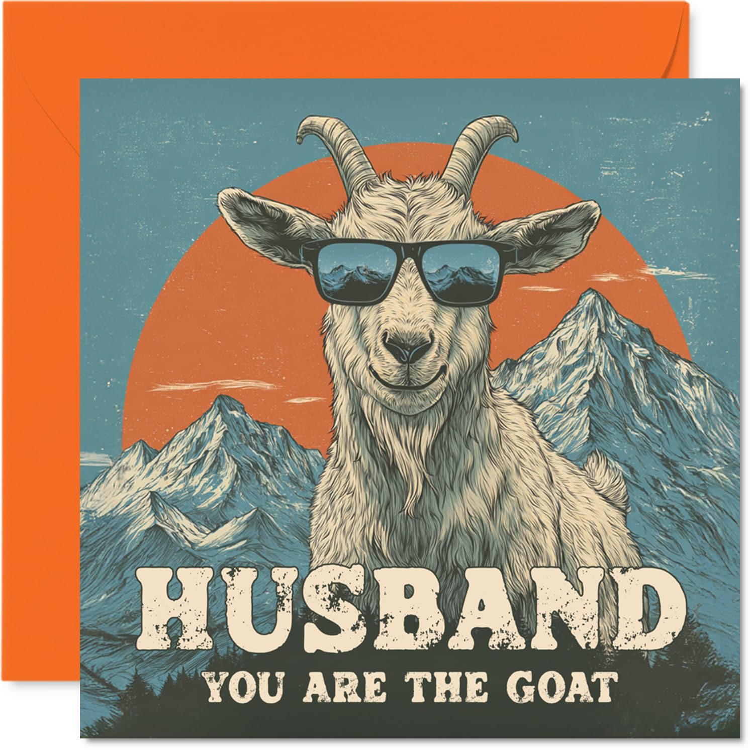 Husband Birthday Card - You Are The Goat - Happy Birthday Card for Husband from Wife Partner, 145mm Funny Animal Bday Greeting Cards