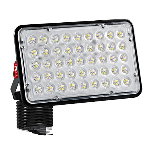 100W Led Outdoor Flood Light, Exterior Flood Lights, Led Stadium Lights, Plug in Flood Light, with 59 Inch Line, for Yard, Garden, Playground, Lawn, Garages,Basketball Court, Stadium