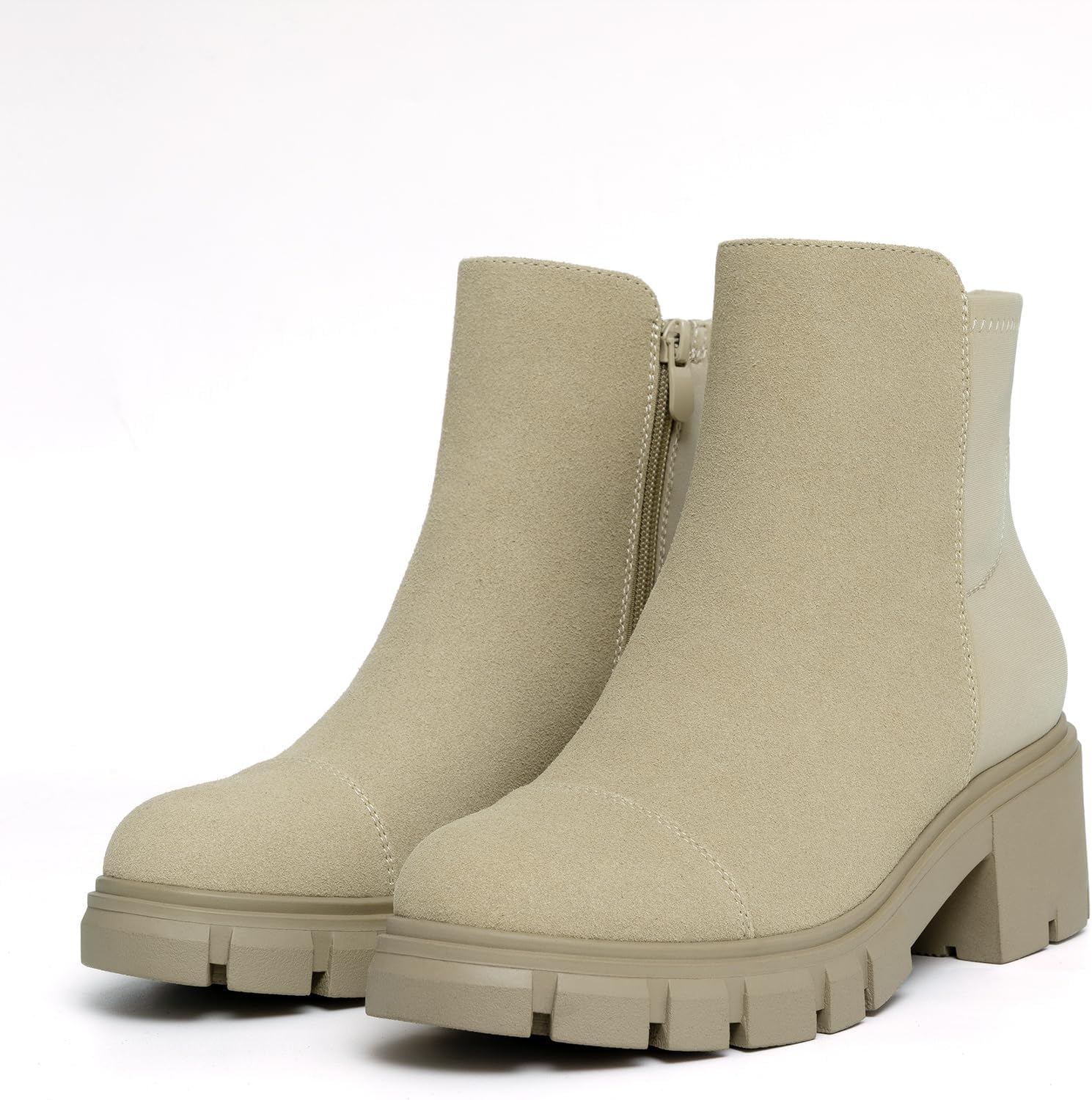 Athlefit Women's Ankle Boots Platform Lug Sole Chunky Heel Chelsea Booties with Side Zipper - Image 3