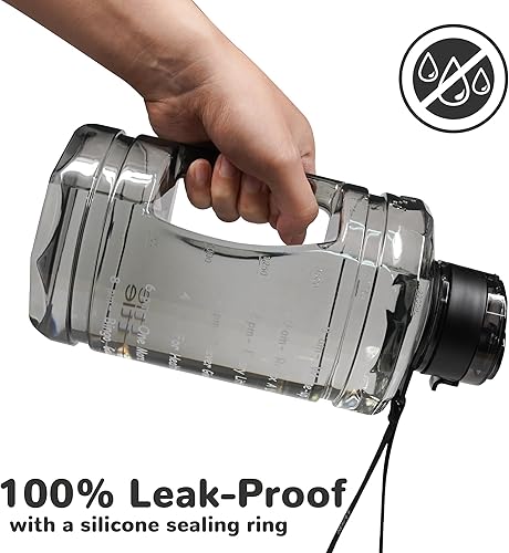 Miniatura 3 de Botella de agua grande con marcador de tiempo motivacional, jarra de agua de 74 onzas con asa a prueba de fugas, botella de agua deportiva