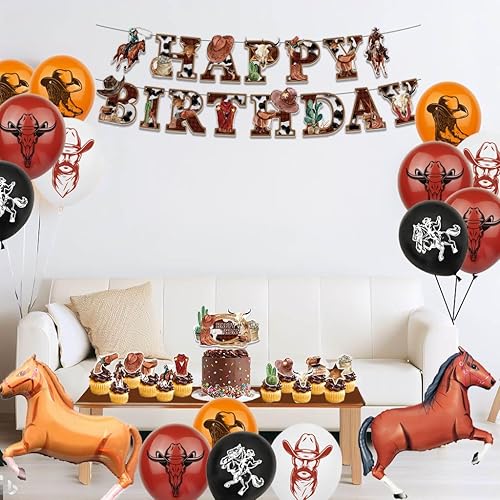 Miniatura 4 de Decoraciones de fiesta de vaquero decoraciones de fiesta de cumpleaños de vaquero, decoraciones de fiesta temática occidental incluyen pancarta de
