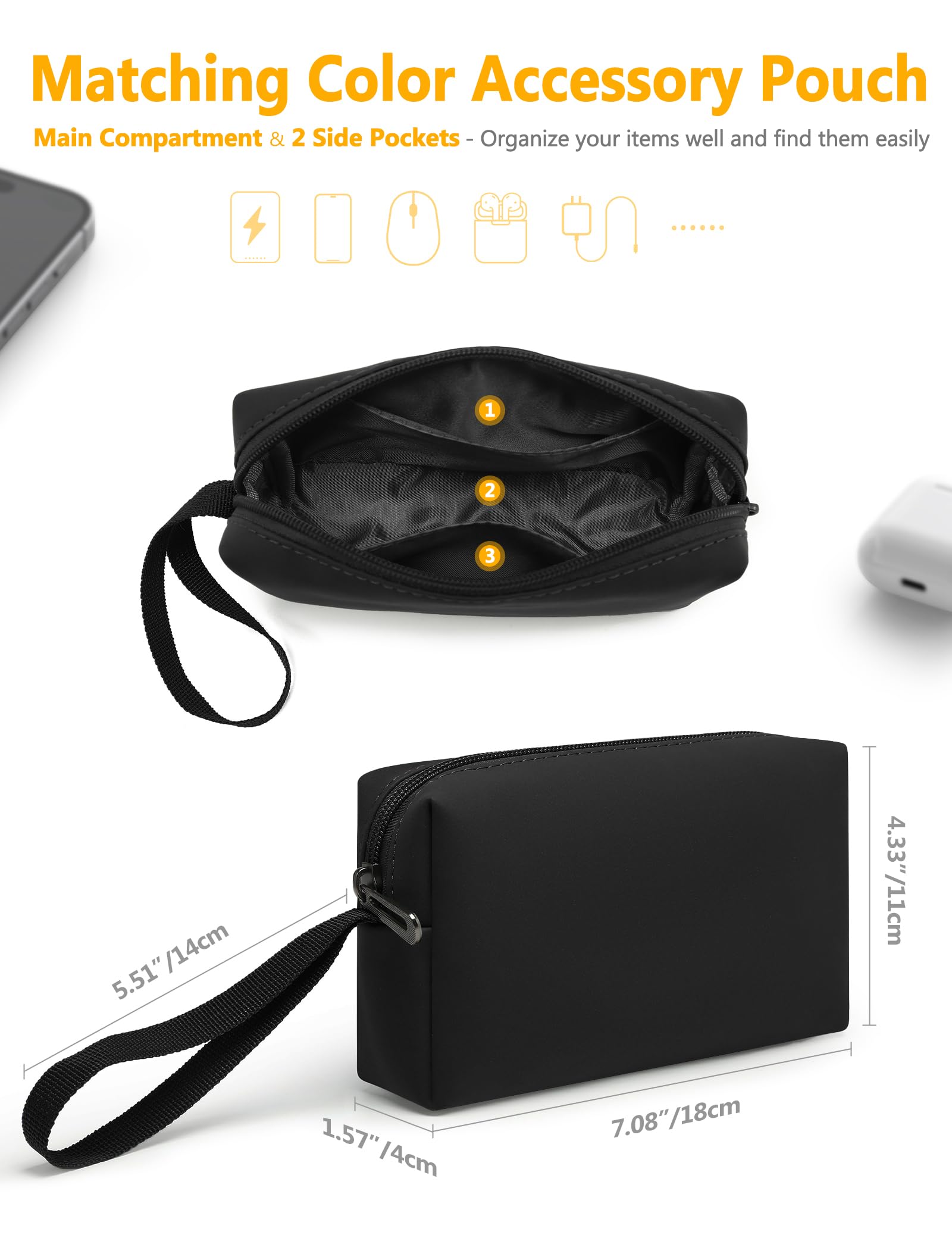 HYZUO 15-16 Pulgadas Funda Bolsa Portátil con Soporte Ajustable para MacBook Pro 16 M5/M4/M3/M2/M1 A3428 A3429 2026-2019, XPS 15, MacBook Pro 15 2015-2012, HP Envy 15,6, Negro