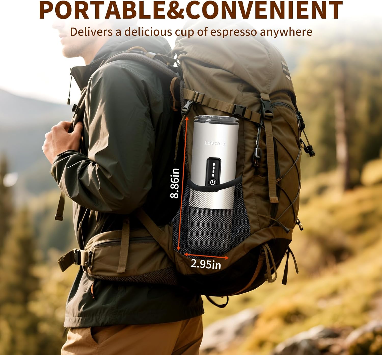 Full 304 Stainless Steel Portable Espresso Maker, 20Bar Rechargeable 7500mAh, 3-in-1 for Nespresso DG Ground Coffee, Self-Heating No Plastic Taste for Camping Travel Office (White)