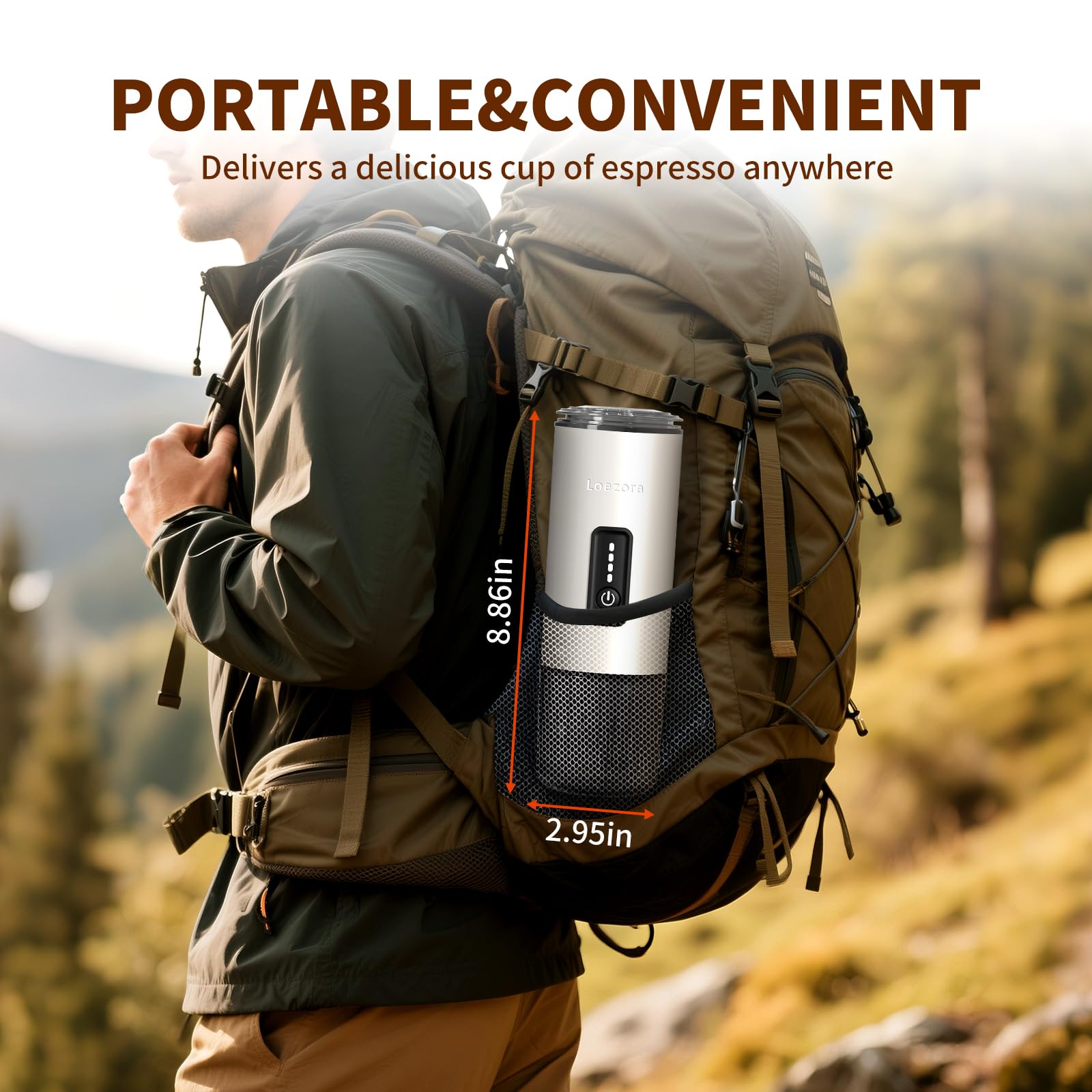 Cafetera espresso portátil, 20 bares | Autocalentamiento y infusión fría, batería de 7500 mAh, 3 en 1 para Nespresso y tierra, viajes, camping, coche, color blanco