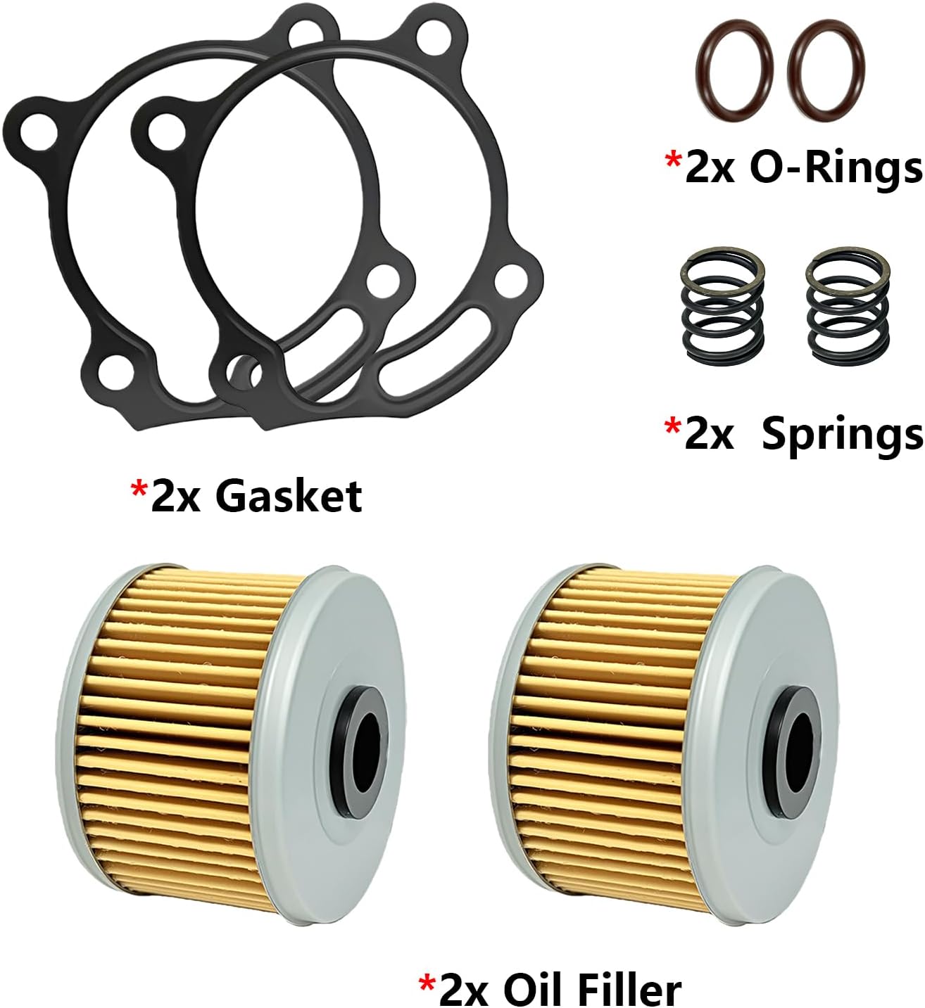 2 Pack Oil Filter & Cover Gasket & Springs Compatible with CBR250R CRF250L CRF250RL CRF250RLA CRF300L CBR300R CB300F Rebel 300 CMX300 CBF300N CBF300NA 15410-KYJ-902 15414-KF0-000