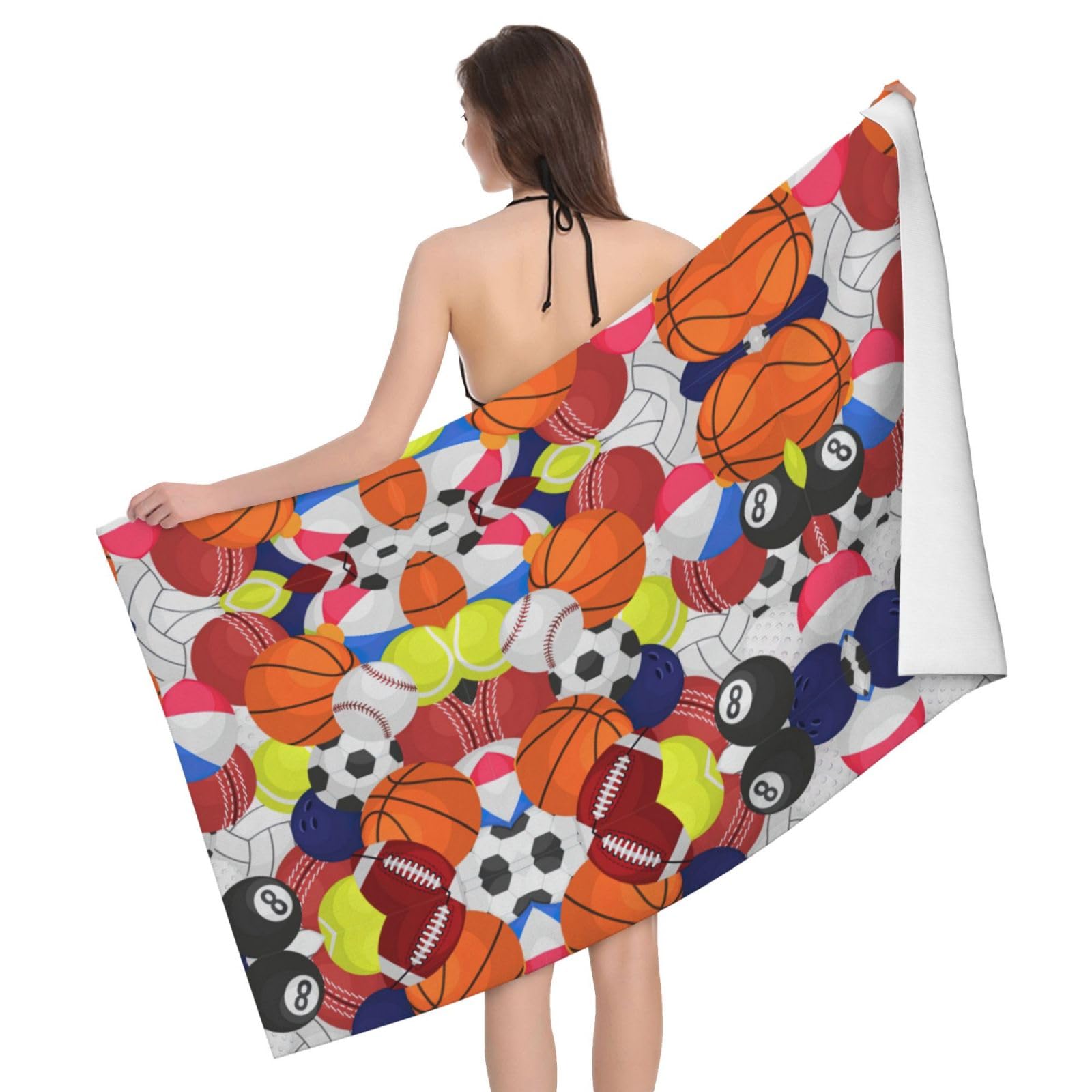 Serviette de plage motif ballon sport grande taille séchage rapide sans sable drap de bain