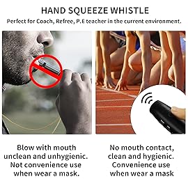ZHT Rechargeable Electronic Whistle for Coaches Referee Teacher, Smart Light Controller 3-Tones 3 Voice Level, Hand Squeeze Whistle with Lanyard for Outdoor Sport Game Camping Pet Training