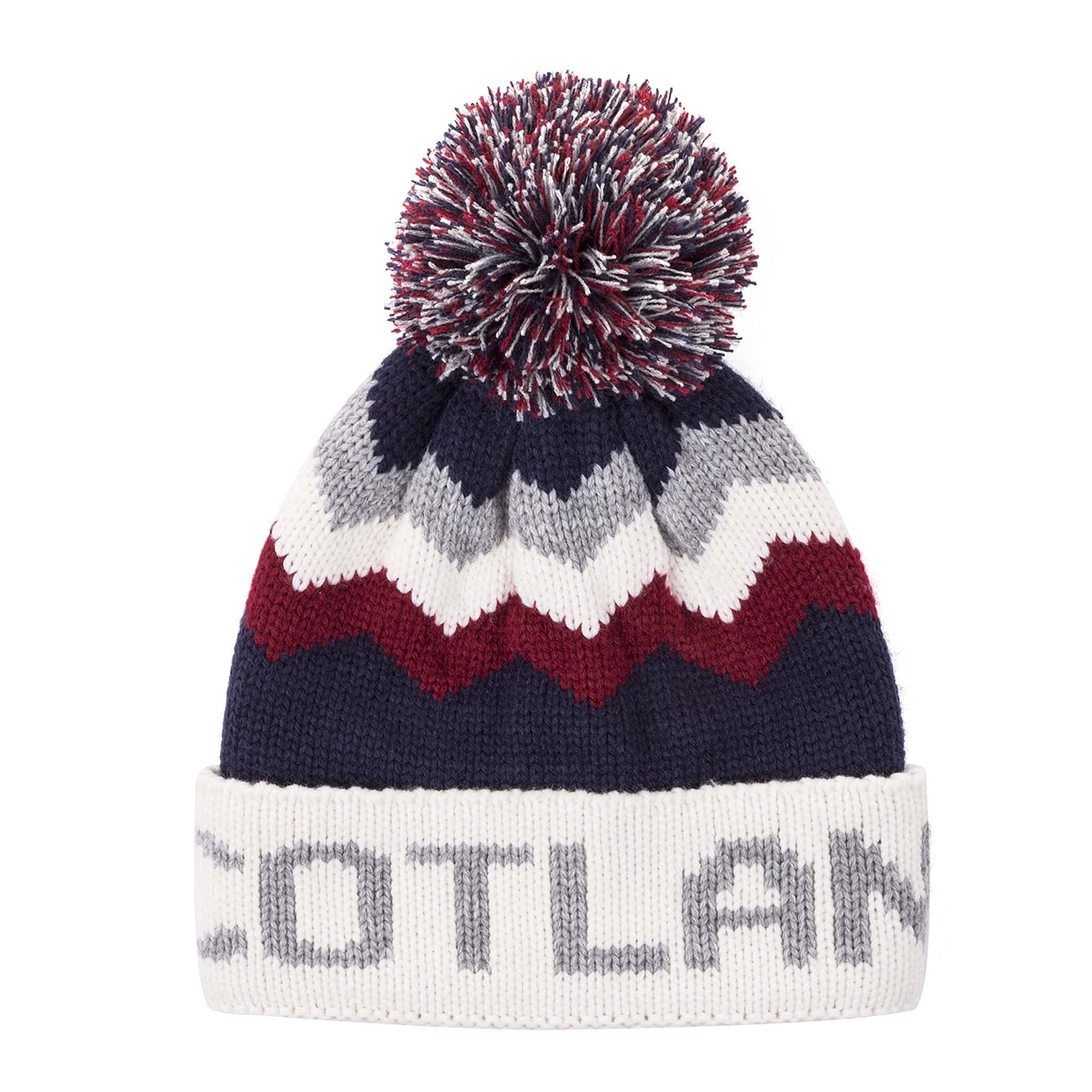 Eurostick Scotland Wales Ireland City Bobble Pom Pom Beanie Hat (Scotland Navy/Cream/Oxblood)