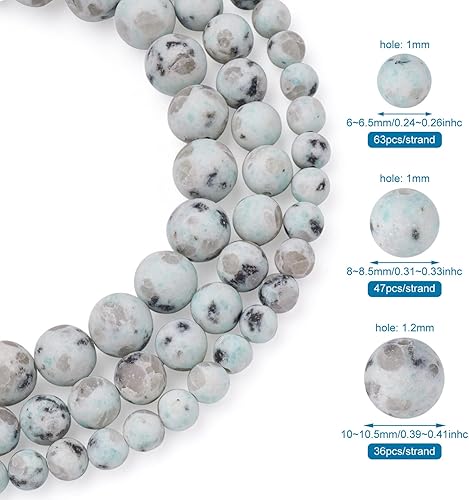 Miniatura 8 de Beadthoven - Juego de cuentas redondas de jade lavanda púrpura natural de 680.394in, cuentas redondas de piedras preciosas sueltas espaciadoras