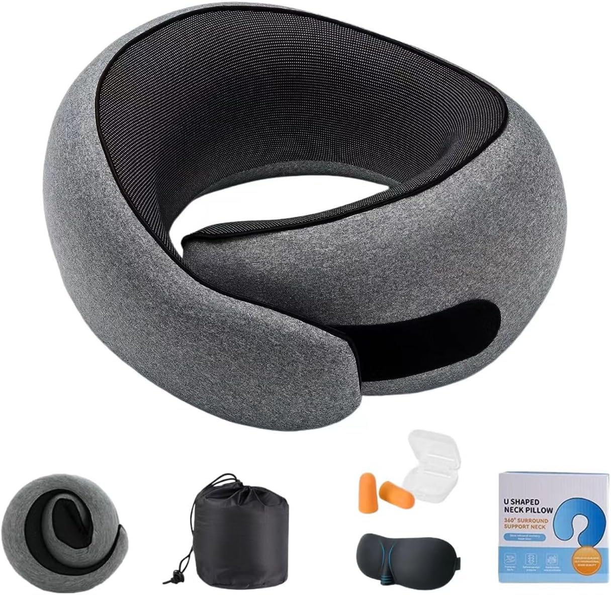Travel Pillows for Airplanes, 360° Surround Support Memory