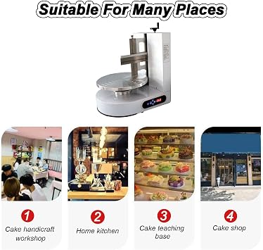 4-12 Inch Automatic Cake Icing Machine,Birthday Cake Cream Smooth Coating Decoration Machine Cake Bread Cream Decoration Spreader Smoothing Machine For Birthday Cake Cream Jam Spreader(White)