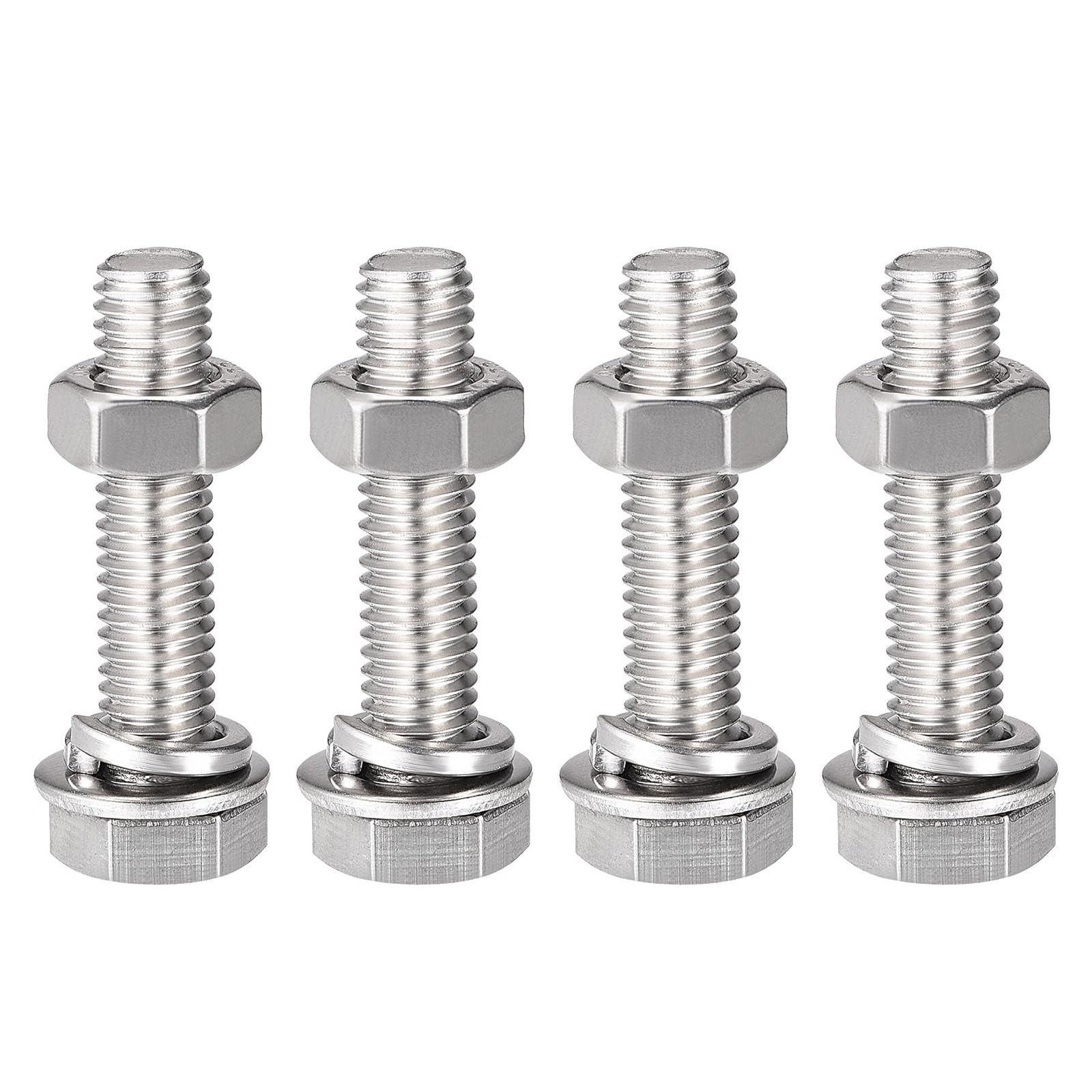 TOP-VIGOR 4Pcs M8 x 35mm Hex Head Screws Bolts, Nuts, Flat & Lock Washers Kits