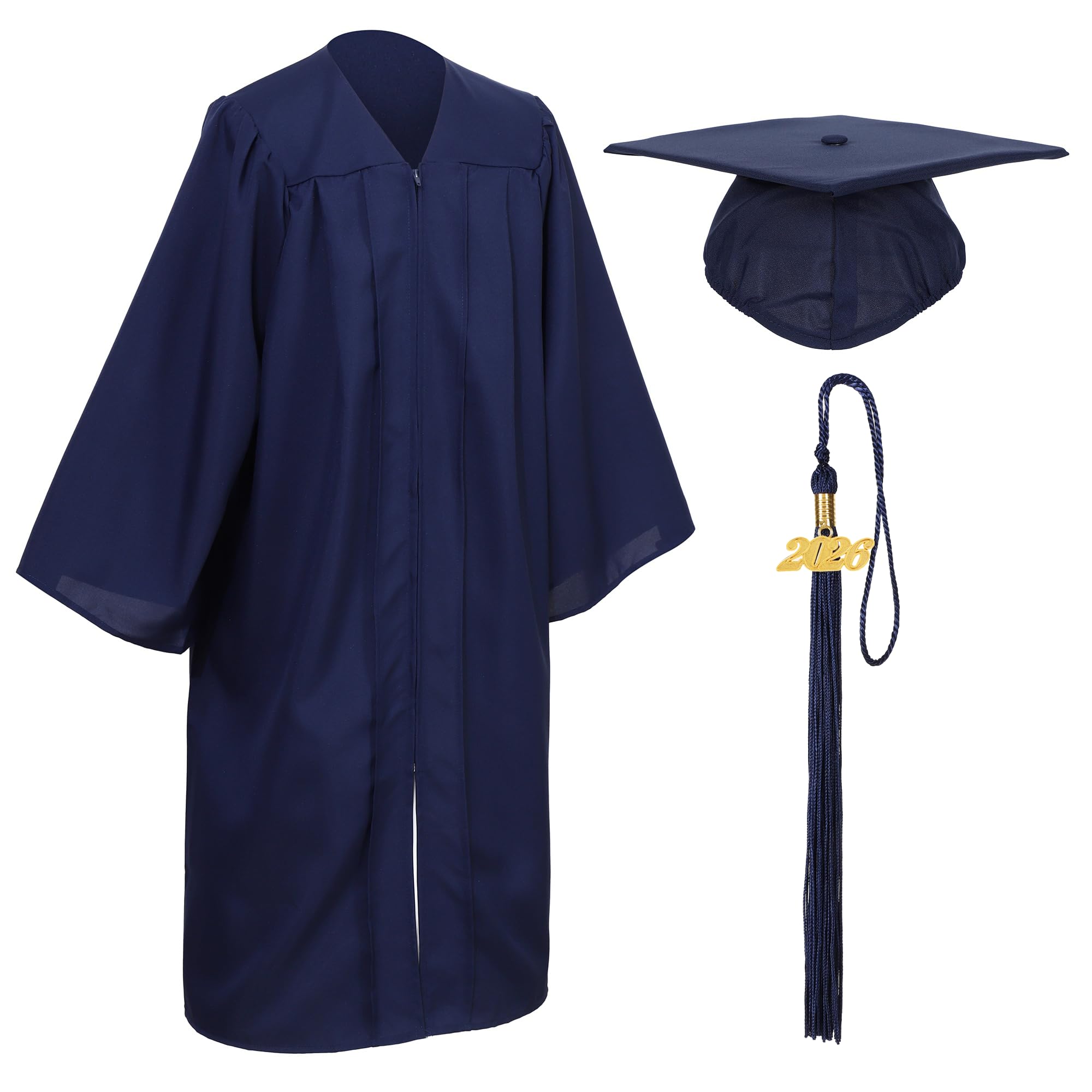 Unisex Matte Graduation Cap and Gown Tassel Package for High School and Bachelor
