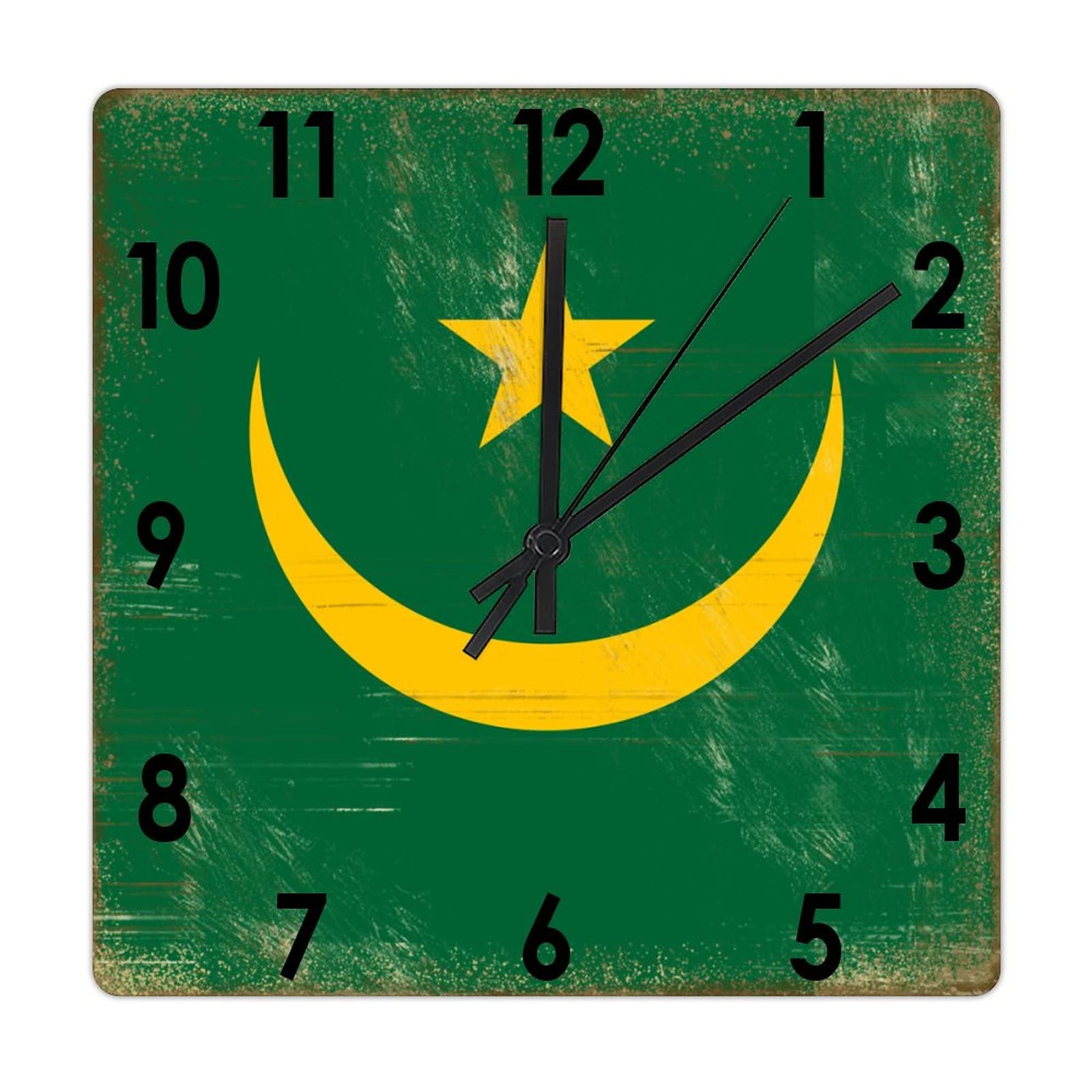 Horloge murale carrée silencieuse en bois sans tic-tac pour un bureau calme