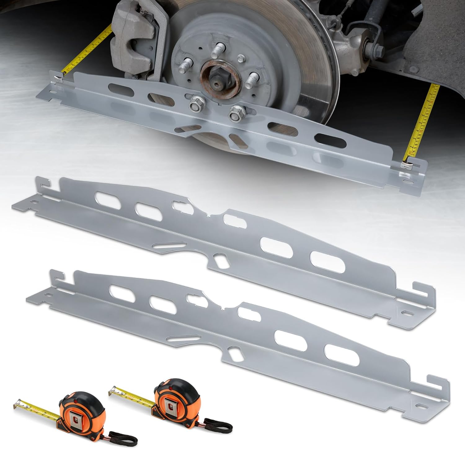 2-Pack Thick Wheel Alignment Plates Tool Kit with Measuring Tapes, Car Toe Plates Wheel Alignment Tool for Car Truck SUV, Black