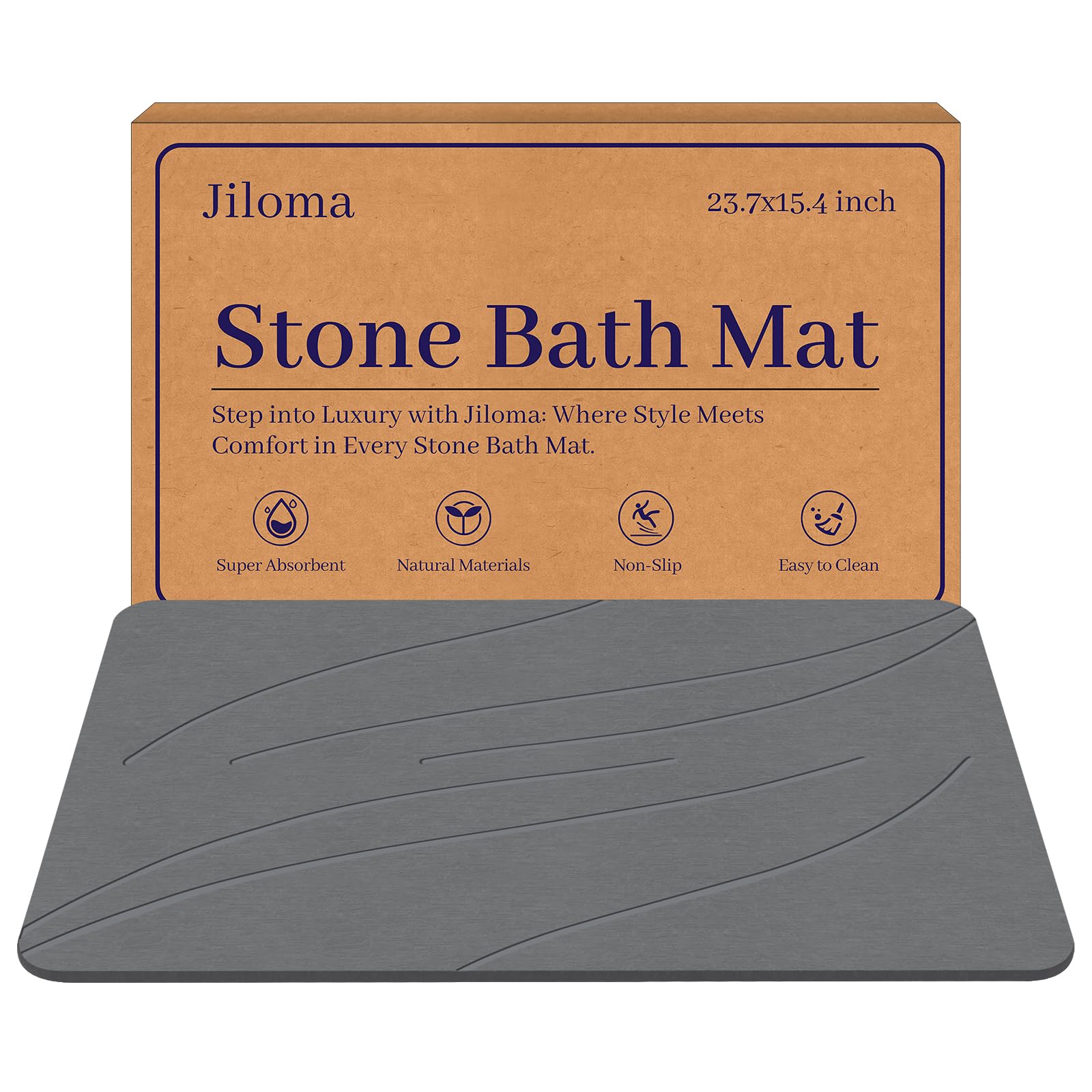 Stone Bath Mat Diatomaceous Earth Shower Mat Non-Slip Super Absorbent Bathroom Floor Mat Quick Drying Natural Easy to