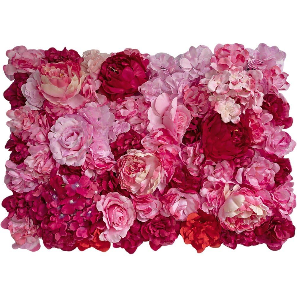 Toile de fond de fleurs artificielles roses en soie 3D pour mariage