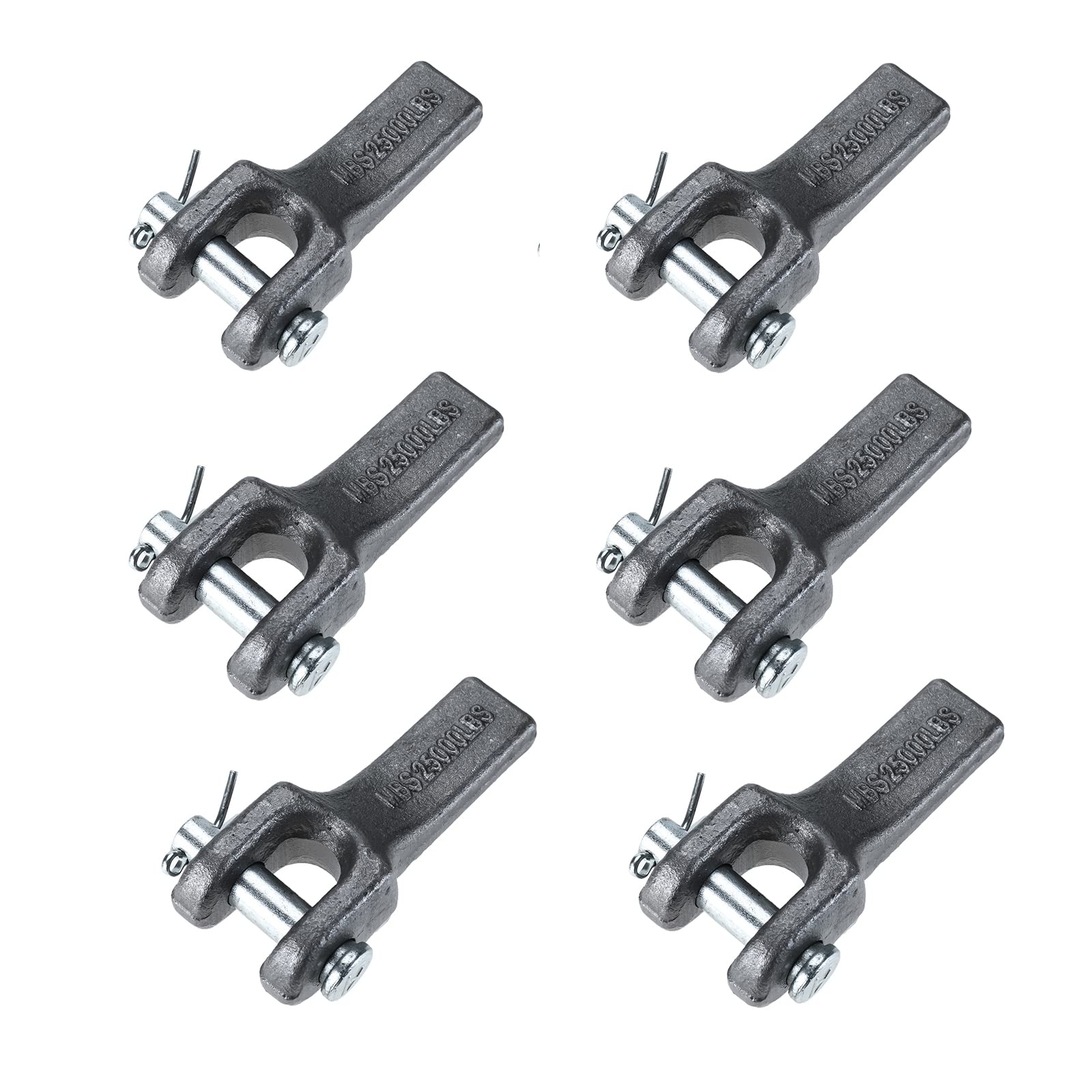 6 Pack 3/8 Weld-On Safety Chain Retainer, Forged Steel Chain Hooks for Truck Trailer Hitch, 25000LBS WLL