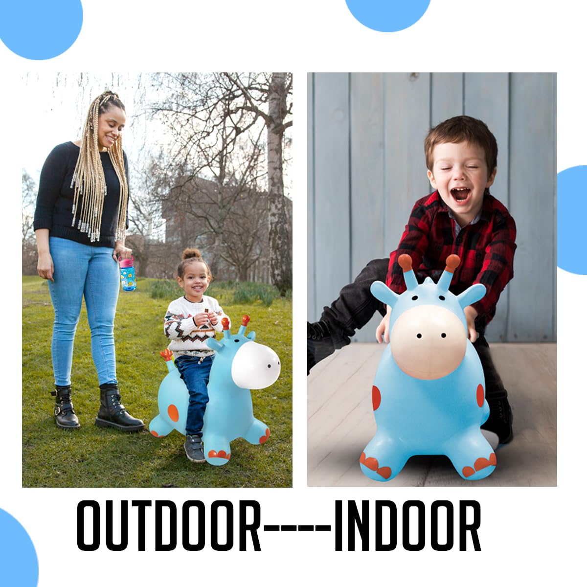 Jam & Honey Giraffe Hopper Toy for Kids 3+ Years, BIS Certified Safe for Kids, Inflatable Jumping Bouncing Ride-On Toy, Indoor Outdoor Activity Toy for Balance & Exercise, Multicolour 1