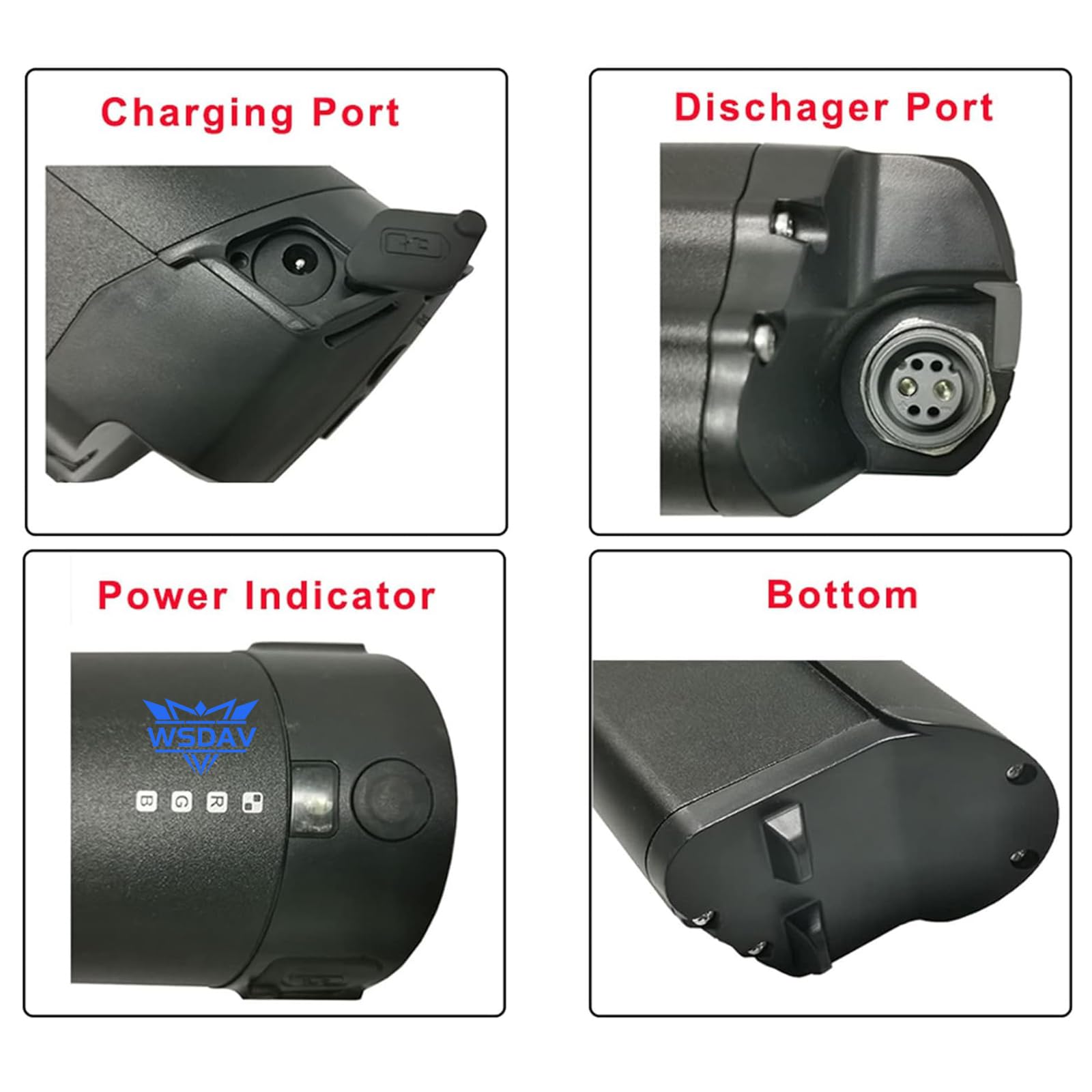 Batterie au Lithium 36 V/48 V pour Tube Diagonal avec Chargeur