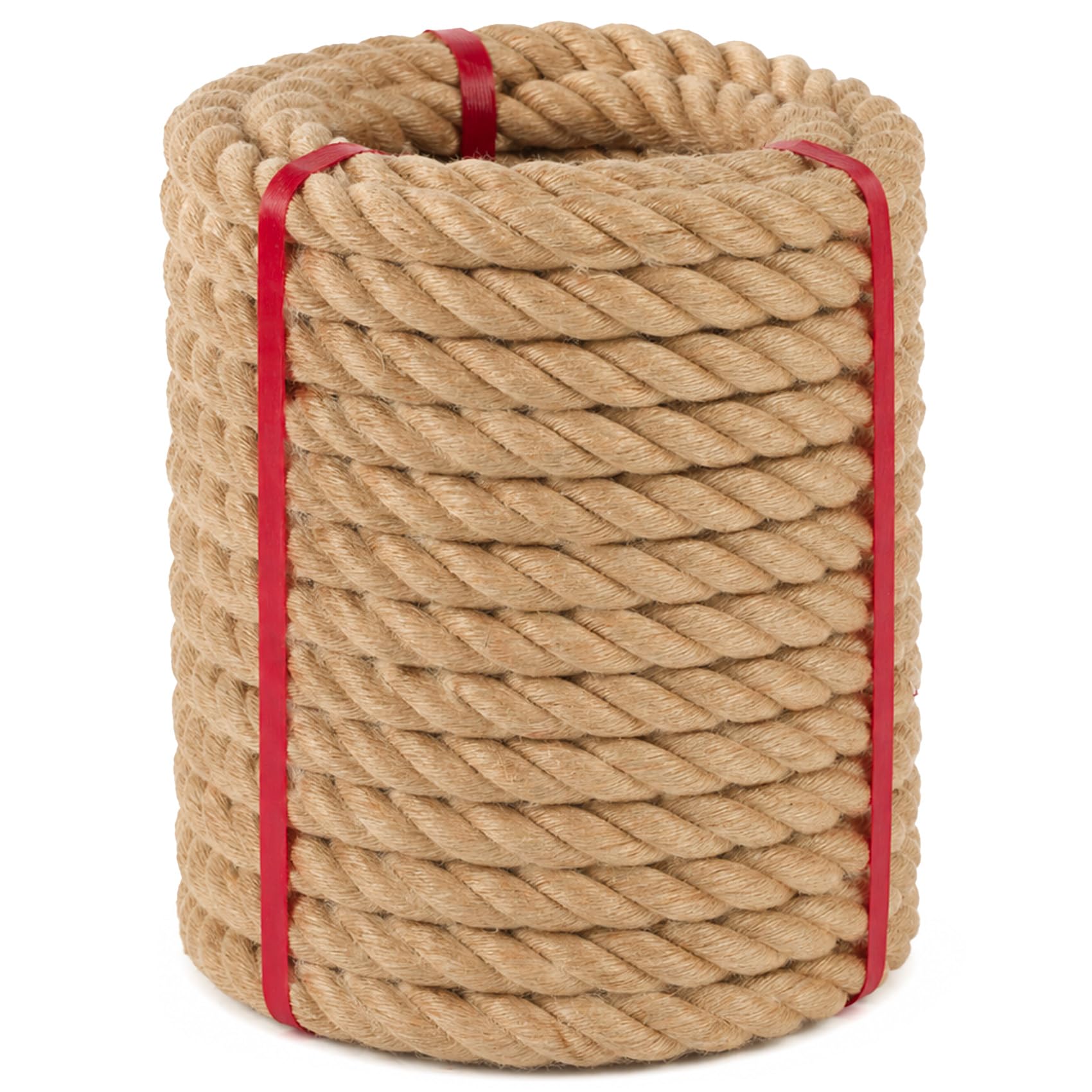 1 Inch Jute Rope 100 Feet, Natural Hemp Rope Manila 4 Strand Twisted Twine, Thick for Crafts Heavy Duty Multipurpose for Swing Bed, Camping, Tug of War, Decoration, Docks, DIY Projects