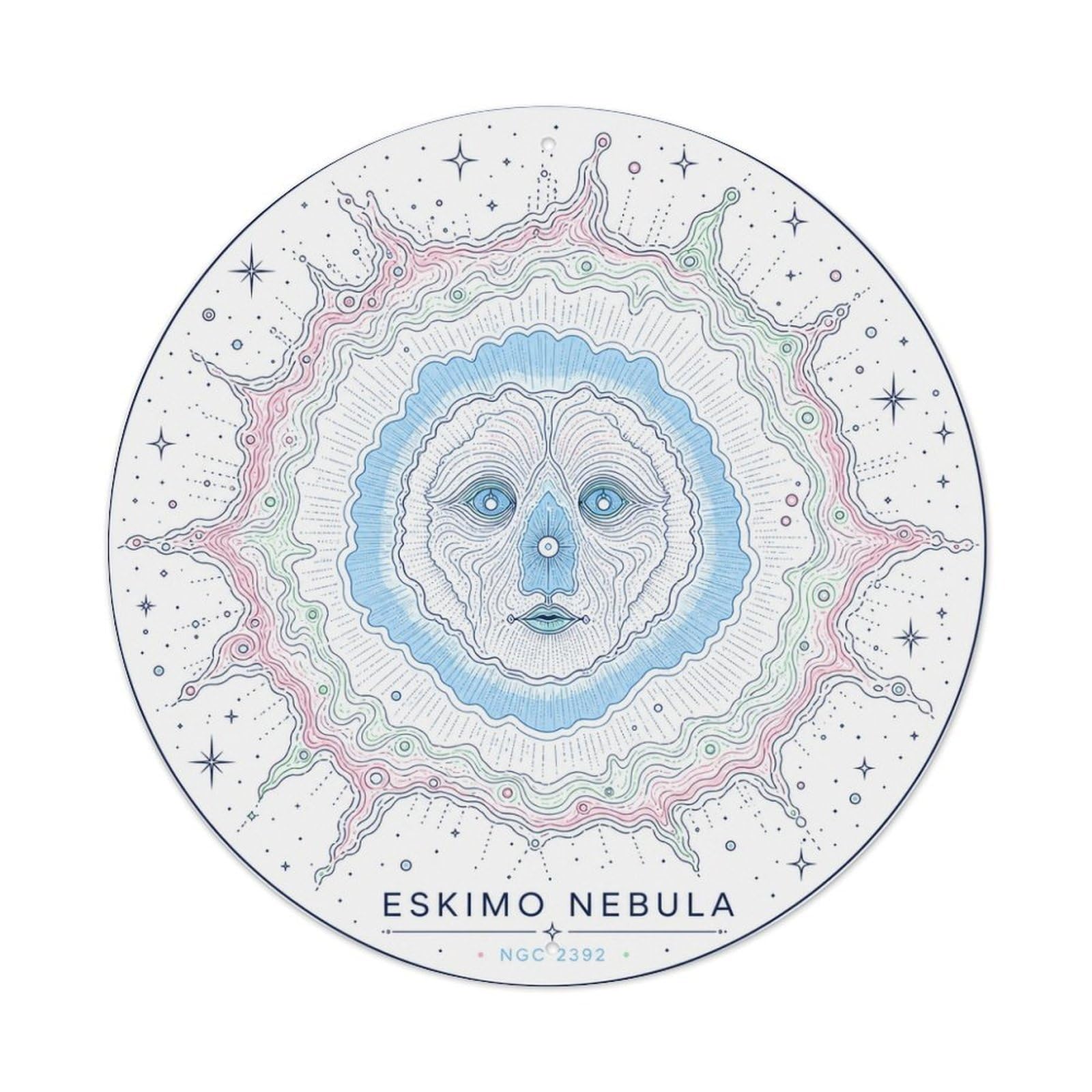 Gemini Planetary Nebula Cosmic Galaxy Celestial Astral Metal Tin Sign Plaque Wall Decor for Cafe, Man Cave, Club Bar, Office, Home Garden Round Metal Poster 8x8Inch