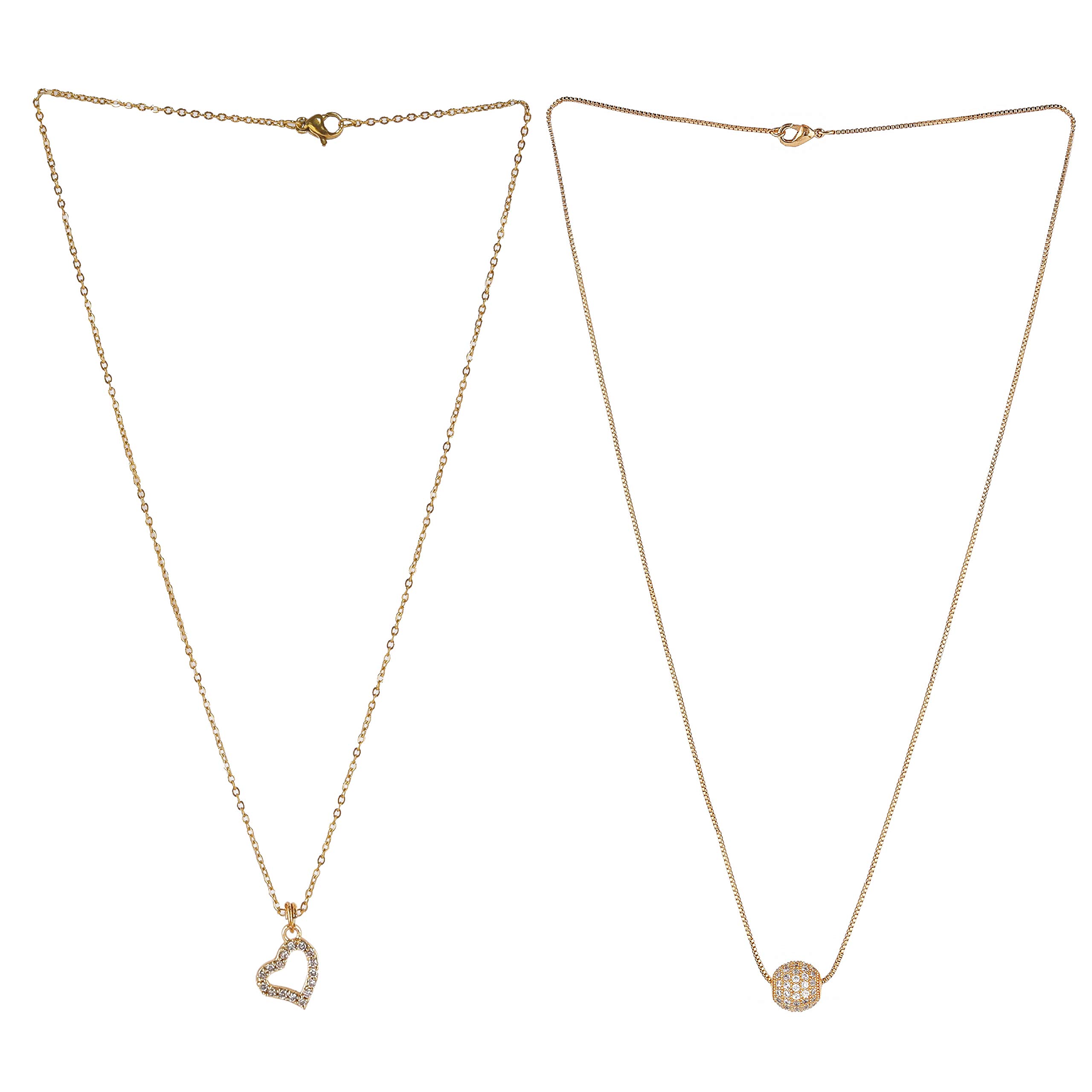 Brado Jewellery Gold Plated White American Diamond & One Love Heart Pendant With Satari Chain Combo Of 2 Necklace Golden Chain Pendant for Women & Girls (Gold) (B08R2JL95G) Amazon Price History, Amazon Price Tracker