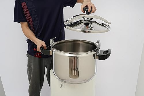 Miniatura 8 de Olla a presión de acero inoxidable de 27.5 cuartos de galón, gran capacidad, abrazadera de olla a presión comercial, válvulas dobles para uso