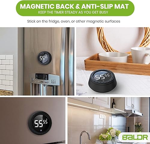 Miniatura 10 de BALDR Temporizador digital de cocina, temporizador de cuenta regresiva magnético con pantalla LED grande (blanco)