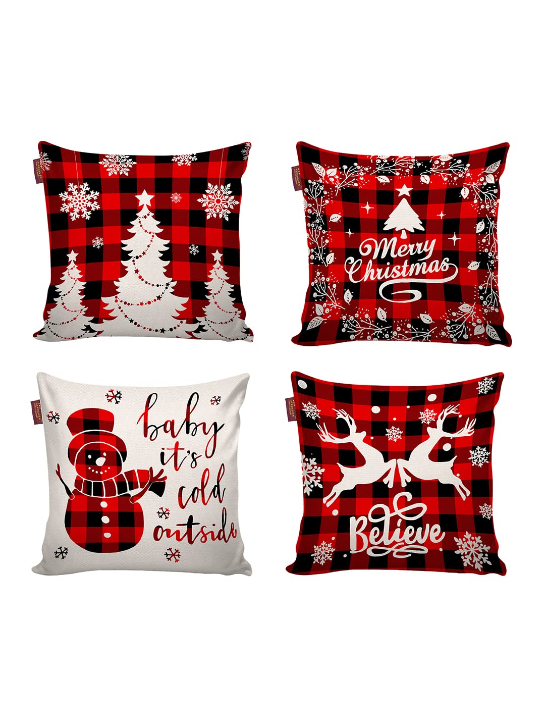 AEROHAVEN Set of 4 Merry Christmas Decorative Throw Pillow/C…