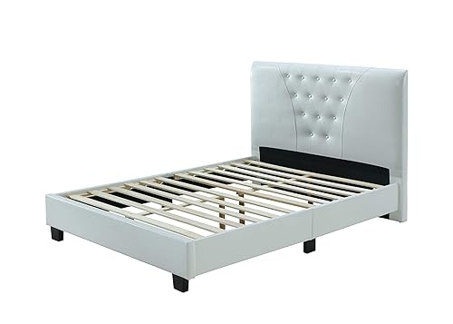 Upholstered Bed Platform, Queen, White