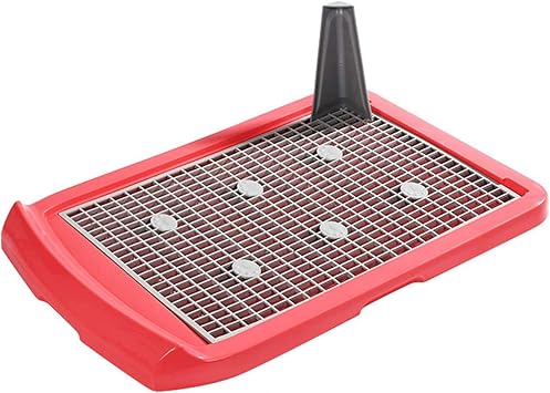 Portable Pet Toilet,Indoor Training Dog Potty Tray Grid with Pee Post for Puppies Small Dogs Potty Loo Tray,Dog Toilet Suitable for Large, Medium and Small Dogs-Red