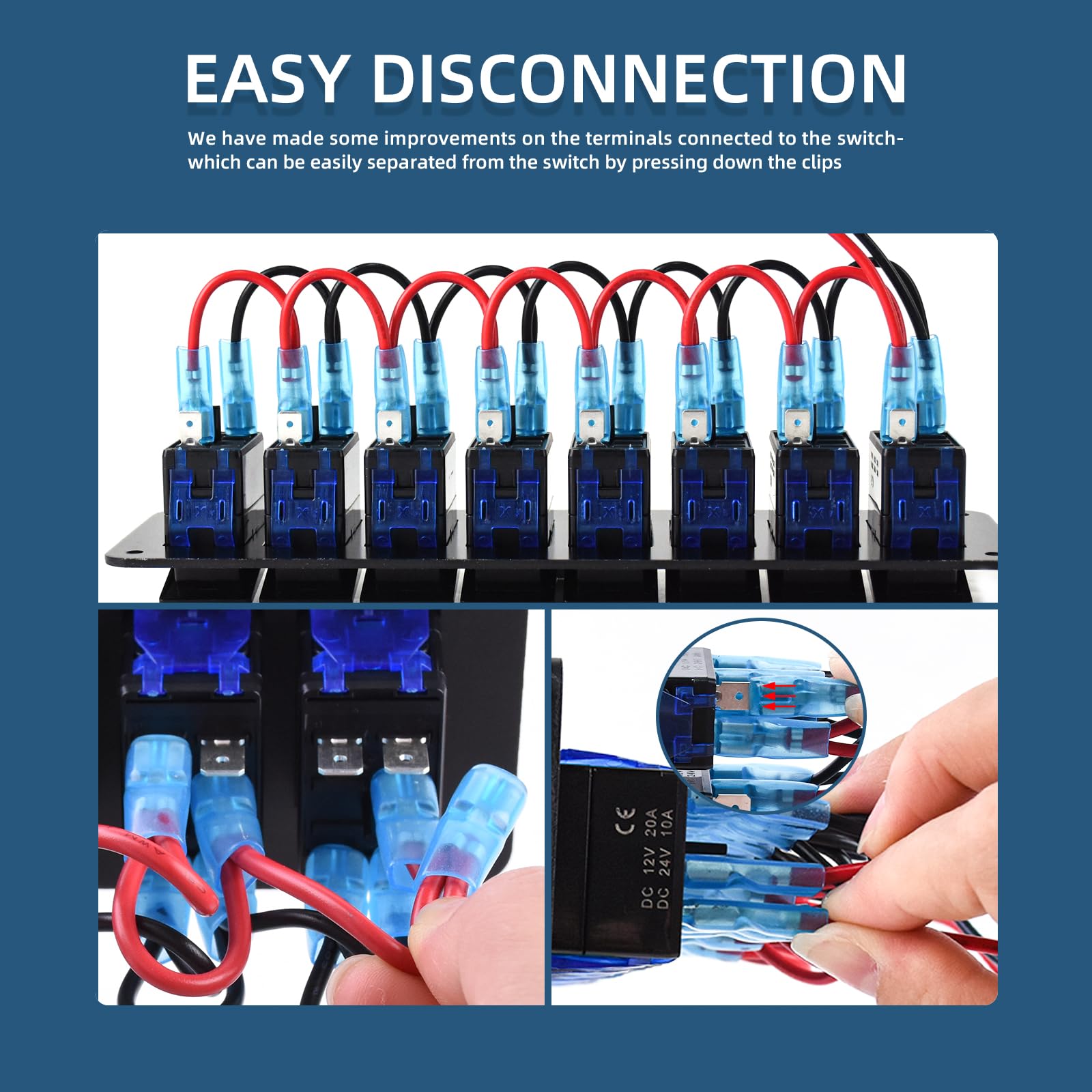 8 Gang Marine Rocker Switch Panel,Aluminum Waterproof Boat Toggle Switch Panel for Car,Rv,Truck Modification Black 12V/24volt