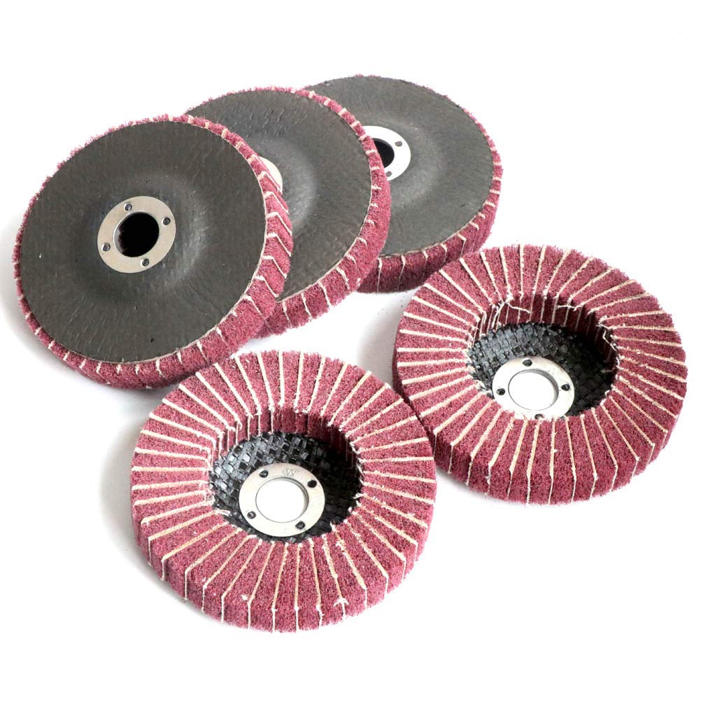 FPPO 5Pcs 4.5" x 7/8" Nylon Fiber Flap Disc Polishing Grinding Wheel,Scouring pad Buffing Wheel for Angle Grinder, Polishing Tools (Grit 240)