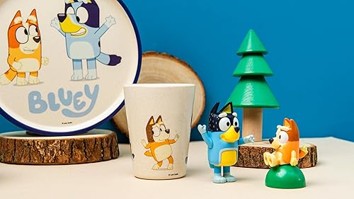 Miniatura 8 de Zak Designs Bluey Kids - Juego de vajilla de 3 piezas, plato de bambú de melamina duradero y sostenible, ideal para cenar con la familia (azul,