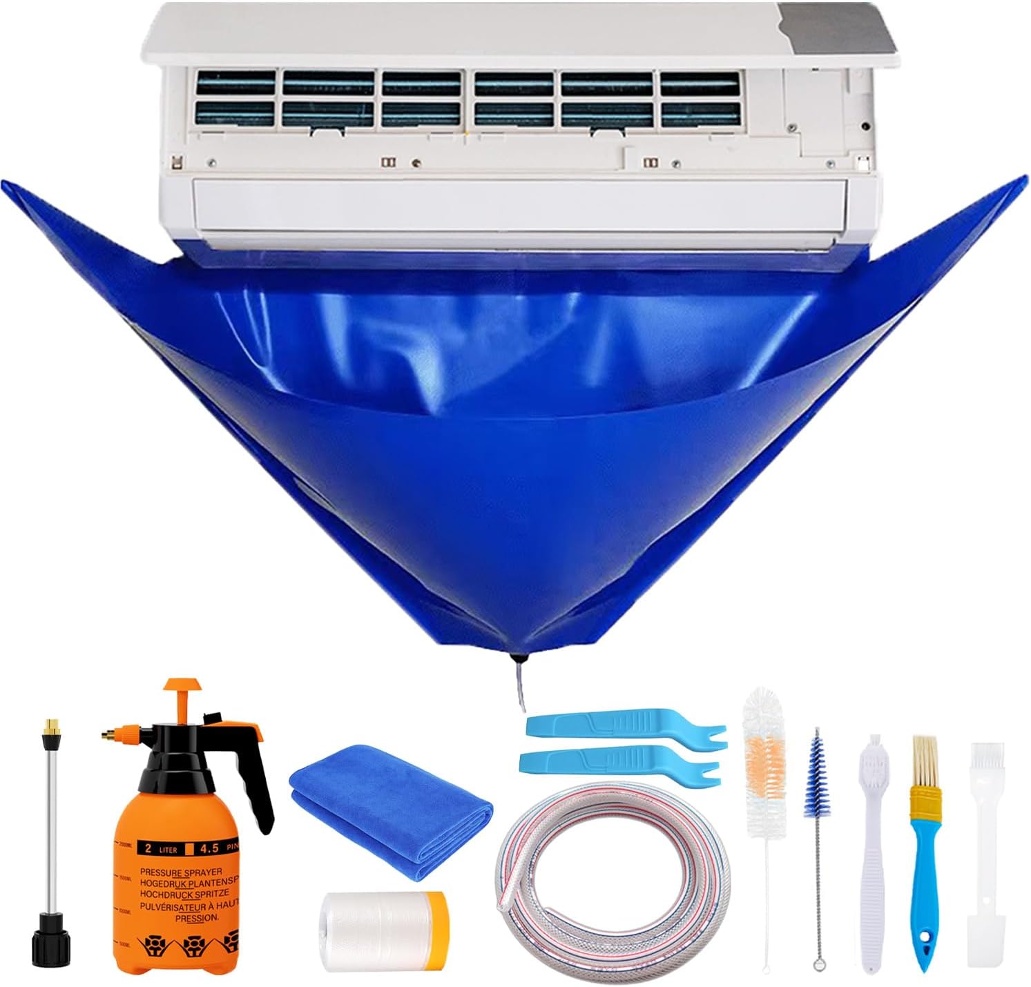 BOJACK Mini Split Cleaning Bag Kit with 2L High Pressure Sprayer, Air Conditioner Cleaning Kit, Air Duct Cleaning Kit, AC Cleaning Bag Fits Systems 38in - 48in Long