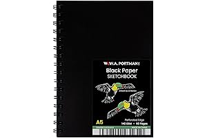 WA Portman A5 Black Paper Sketchbook for Gel Pens