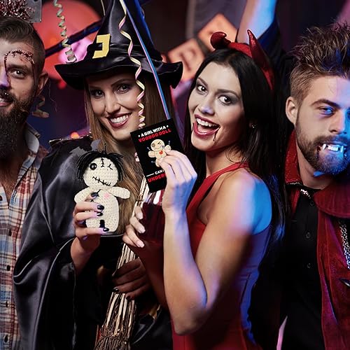 Miniatura 5 de Muñeca de Vudú Positiva Divertida Hecha a Mano de Ganchillo Rellena de Felpa con Tarjeta de Afirmación de Positividad para Decoración de Halloween