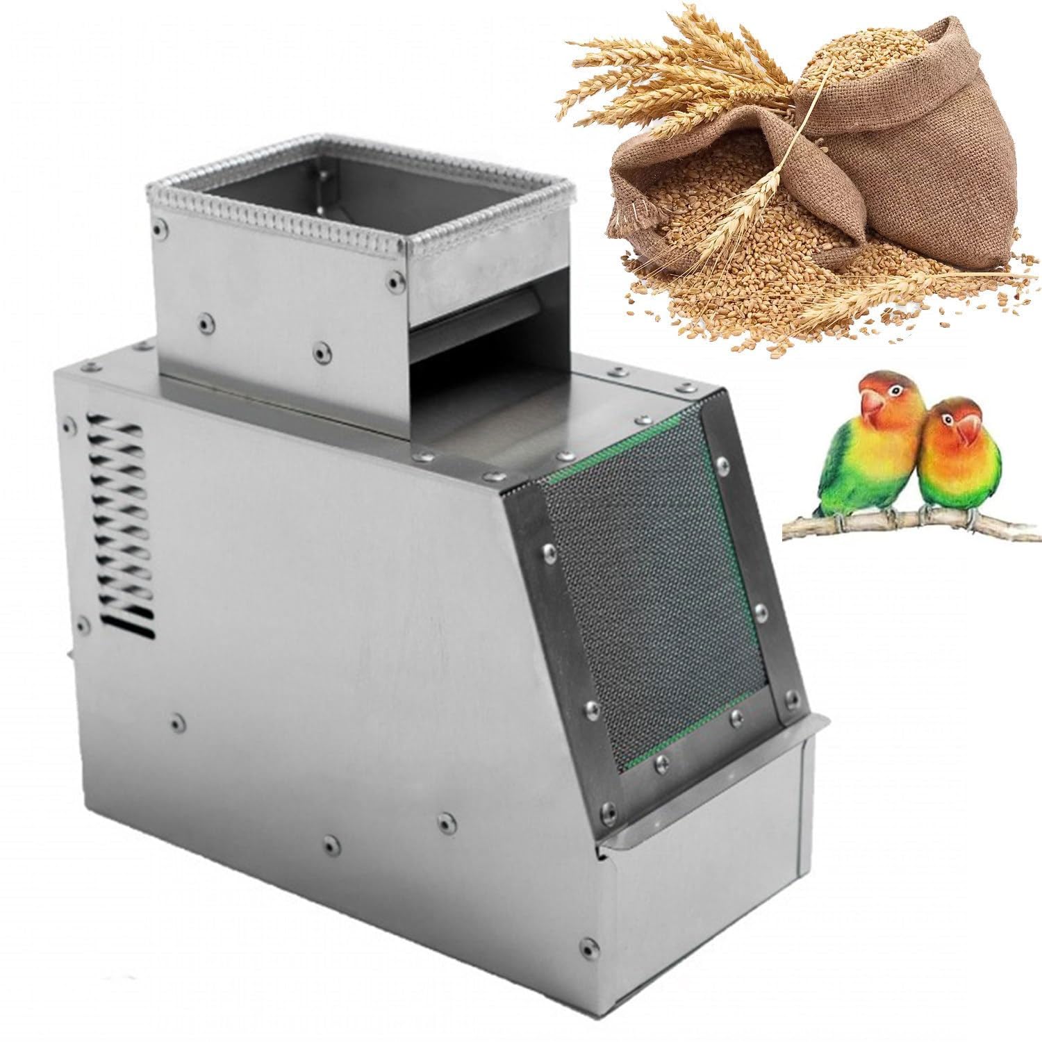 Lanceur de céréales pour oiseaux avec ventilateur réglable et débit 80 kg/h