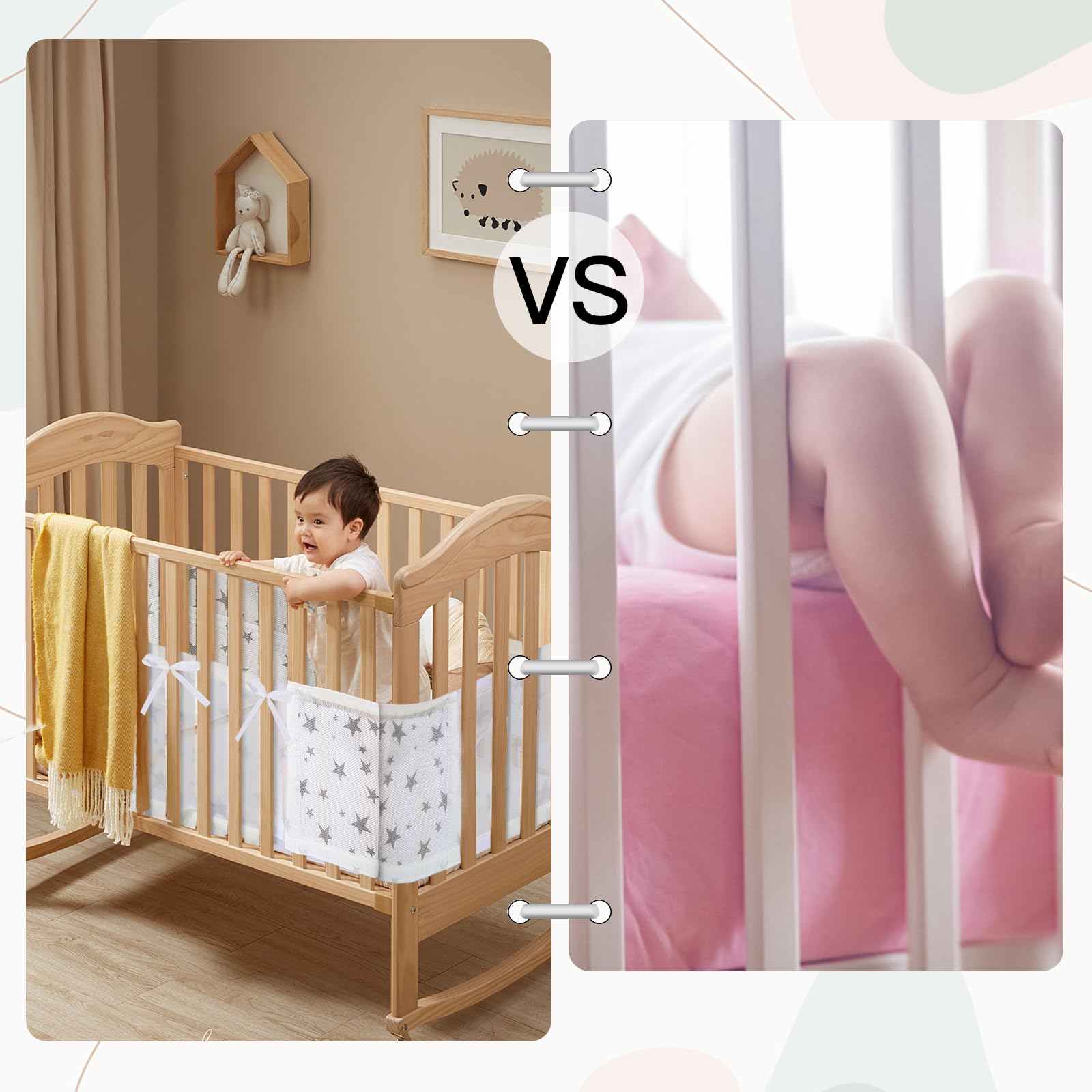 Sour Lemon Lot de 2 tours de lit pour bébé - Doublure en maille 3D - Respirantes - Anti-flux d'air - Étoile